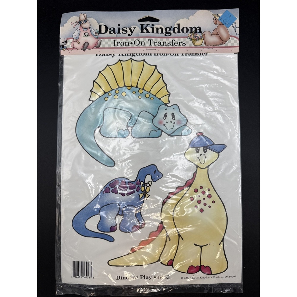 Vintage Daisy Kingdom Iron On Transfer 1990 Dinos DIY